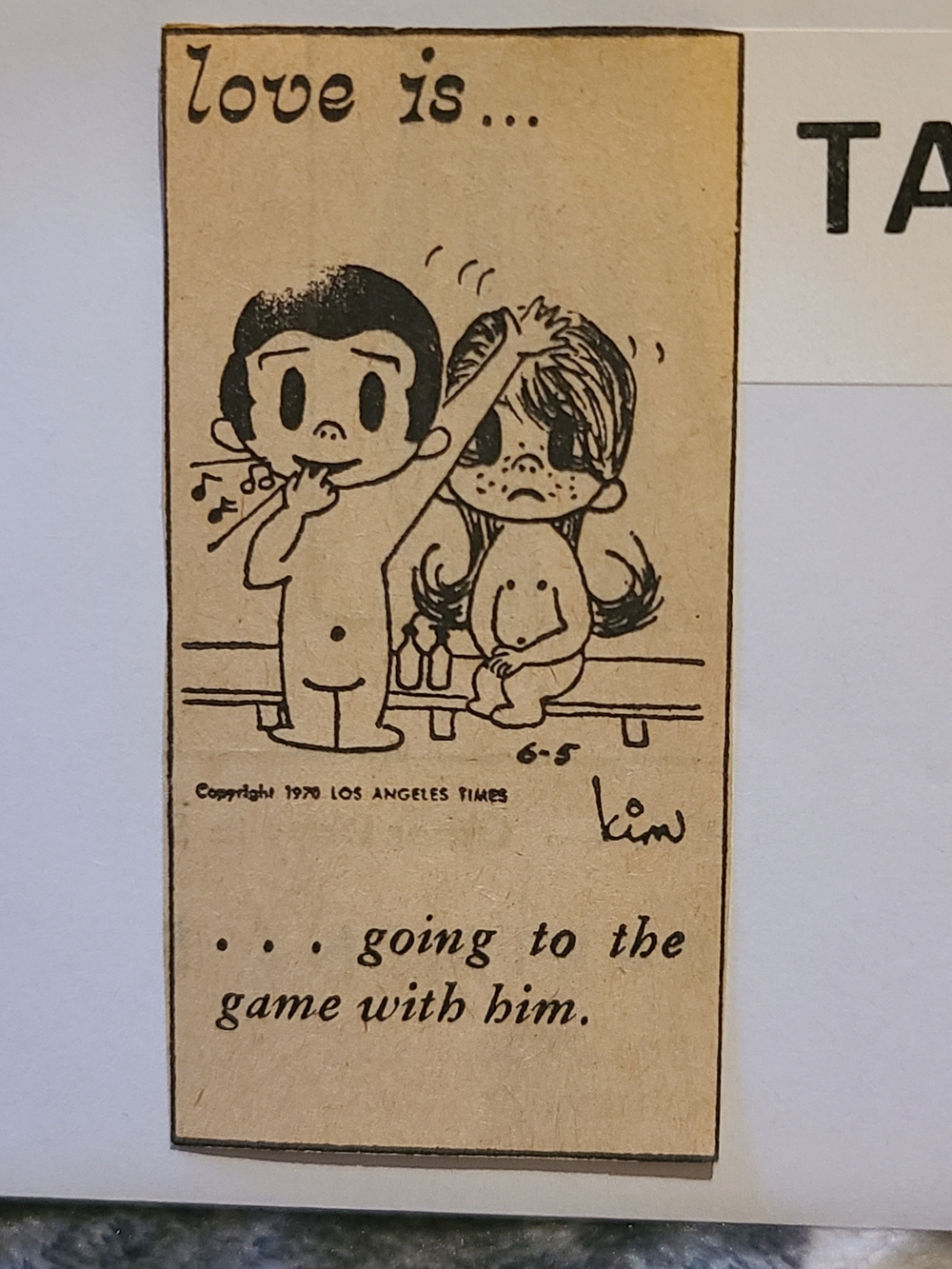 Vintage Love Is Comic Strip Newspaper Clipping - Beige